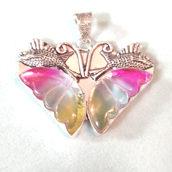 Jewelry - Bi-Color Tourmaline Gemstone 925 Sterling Silver Jewelry Pendant 2.05"